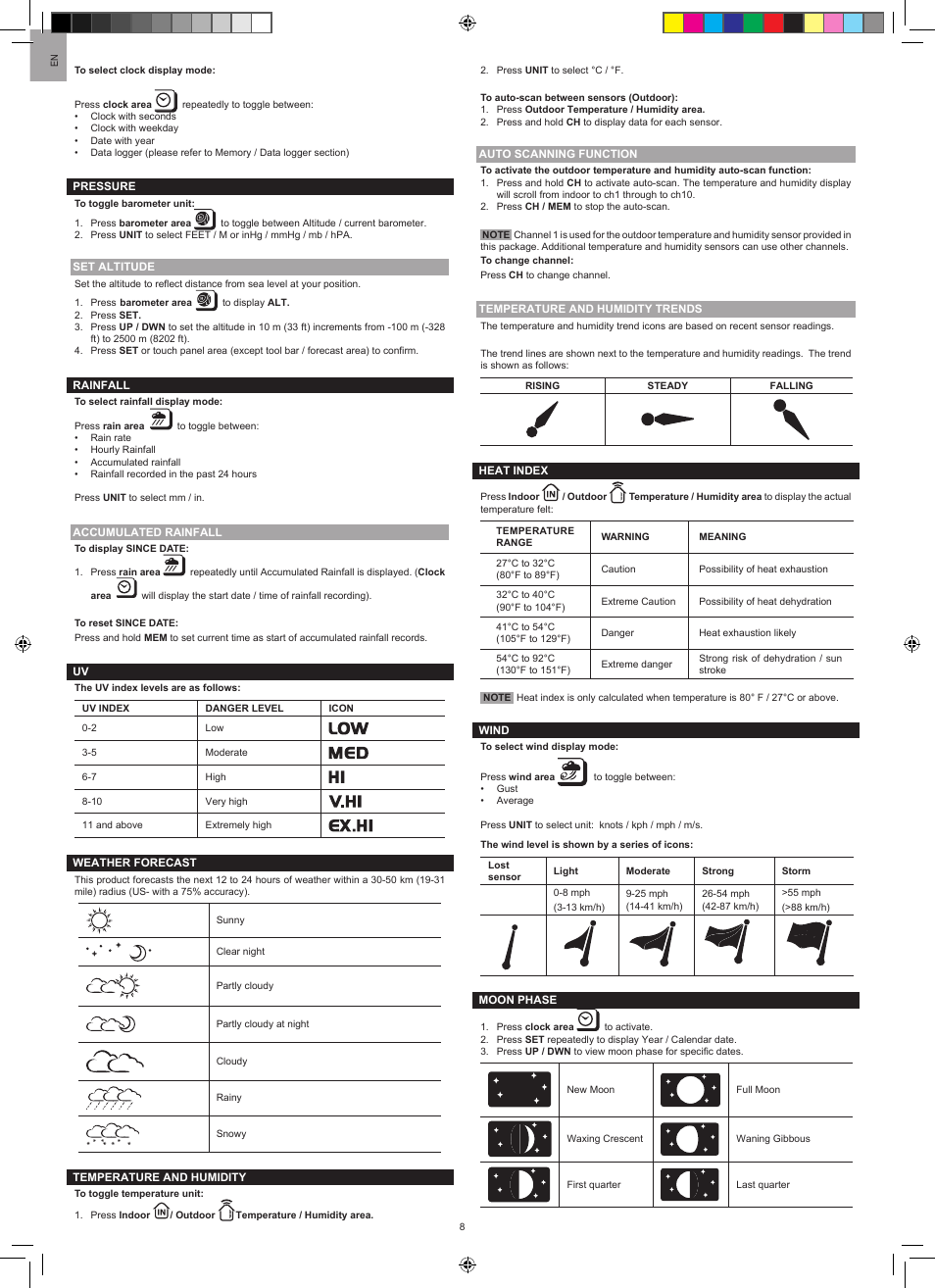 Oregon Scientific PROFESSIONAL WEATHER CENTER WMR200A User Manual | Page 8 / 11