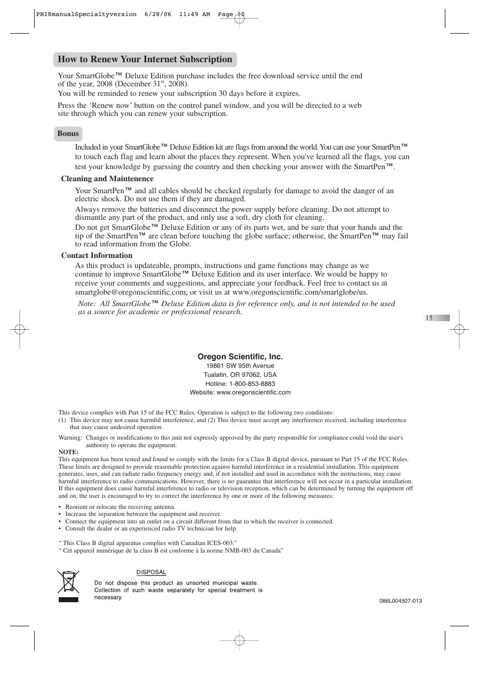 How to renew your internet subscription | Oregon Scientific SmartGlobe AC/DC Adapter User Manual | Page 10 / 10