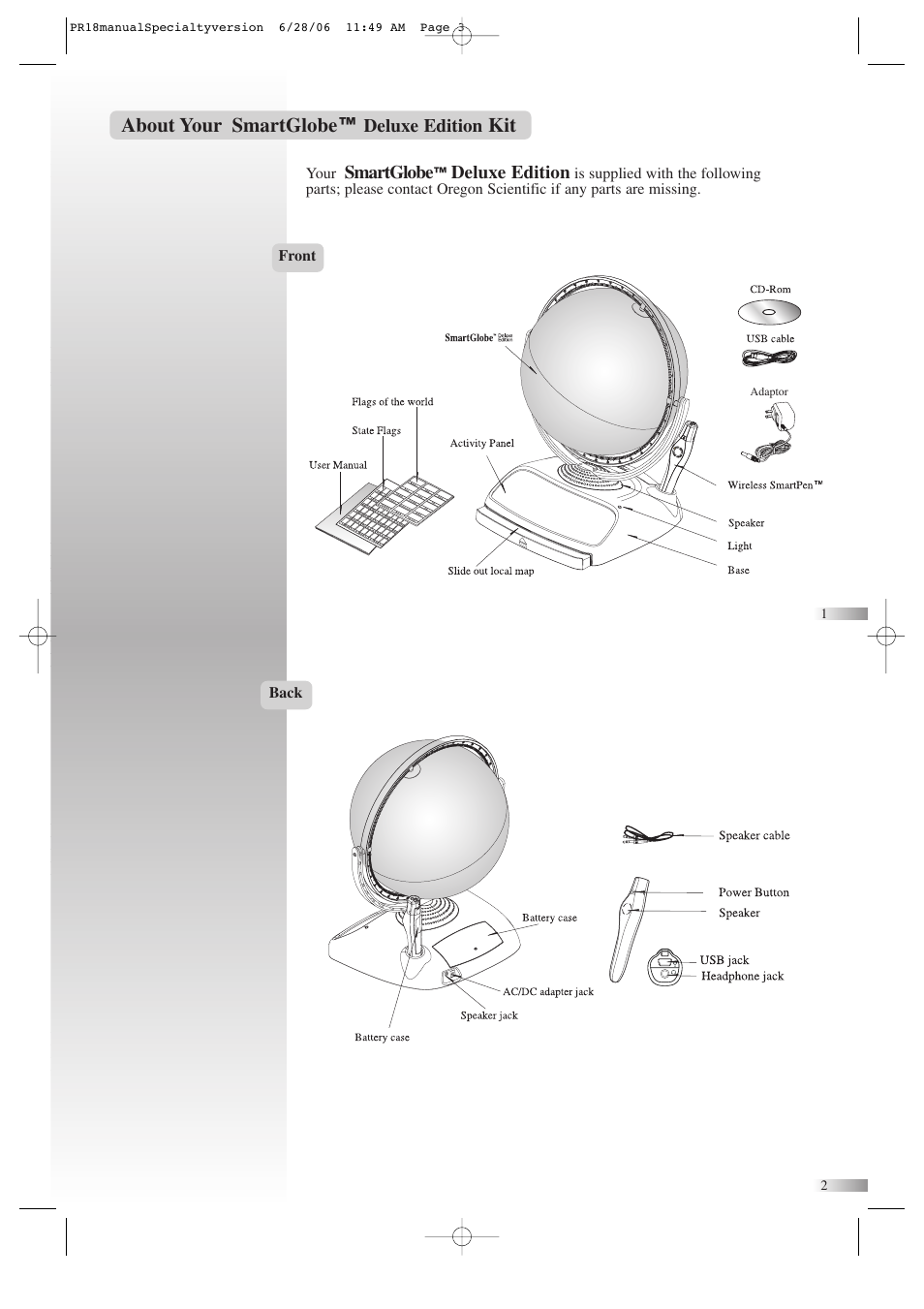 About your smartglobe | Oregon Scientific SmartGlobe AC/DC Adapter User Manual | Page 3 / 10