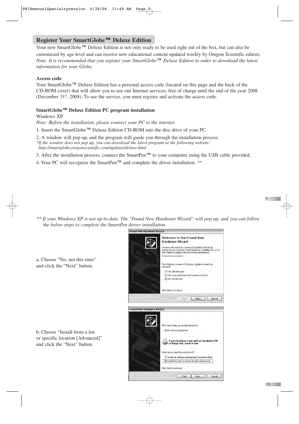 Register your smartglobe ™ deluxe edition | Oregon Scientific SmartGlobe AC/DC Adapter User Manual | Page 7 / 10