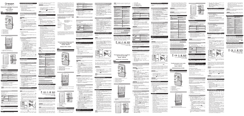 Oregon Scientific Wireless Indoor and Outdoor Thermometer with USB EMS100 User Manual | 2 pages