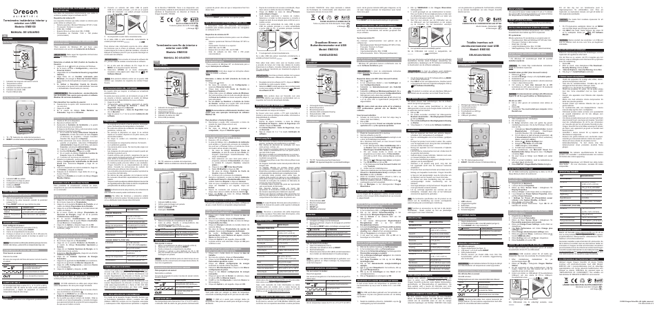 Manual do usuário, Bruksanvisning | Oregon Scientific Wireless Indoor and Outdoor Thermometer with USB EMS100 User Manual | Page 2 / 2