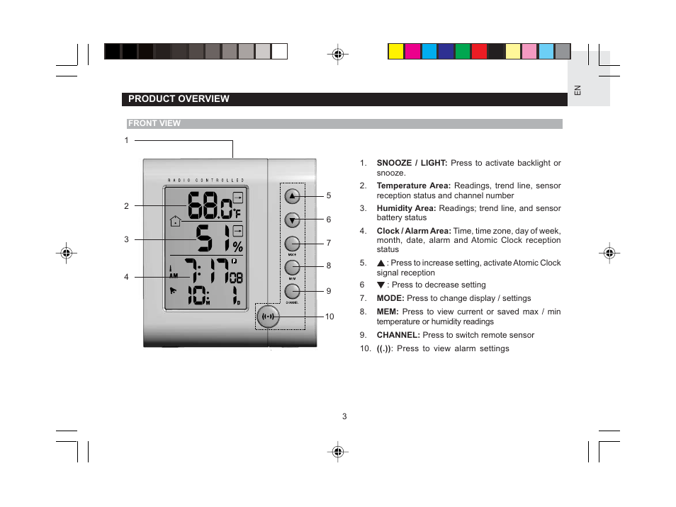 Oregon Scientific RMR603HGA User Manual | Page 4 / 17