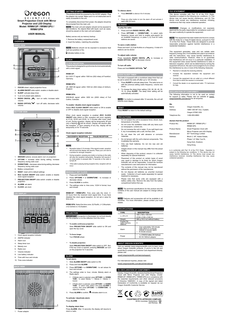 Oregon Scientific RRM612P User Manual | 8 pages