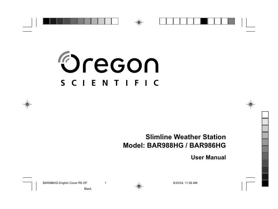 Oregon Scientific Slimline Weather Station BAR988HG User Manual | 28 pages