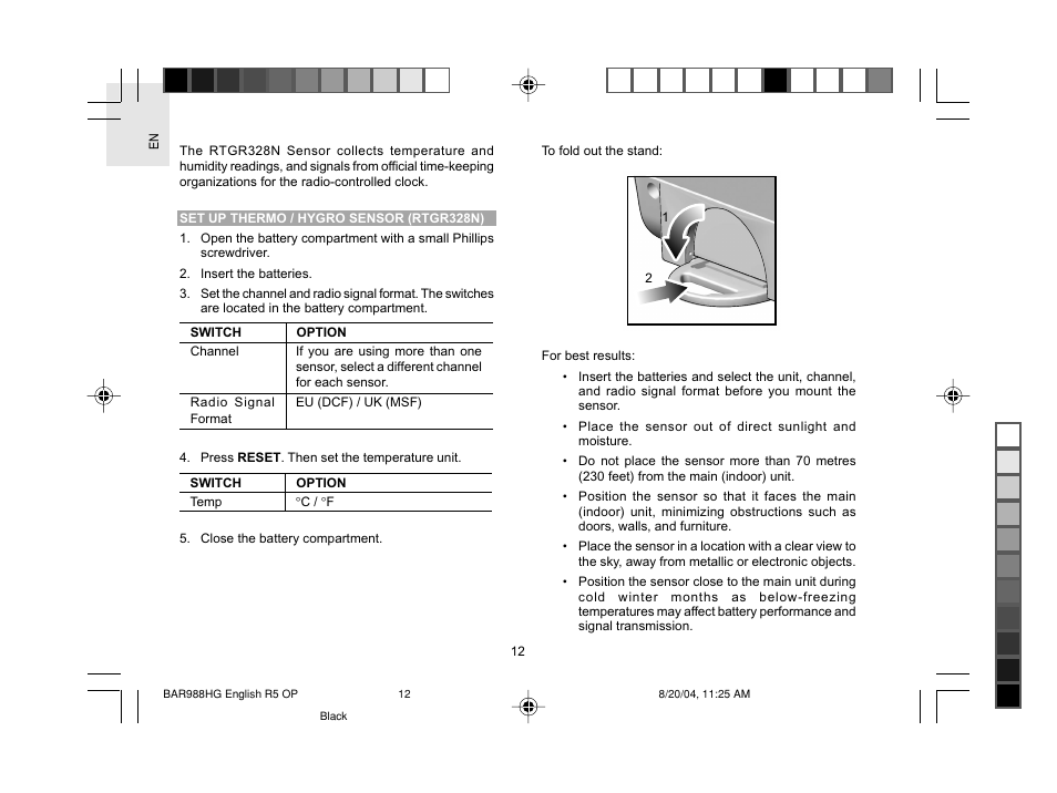 Oregon Scientific Slimline Weather Station BAR988HG User Manual | Page 13 / 28