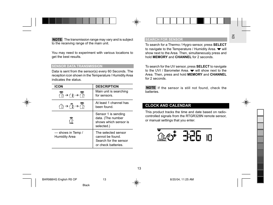 Oregon Scientific Slimline Weather Station BAR988HG User Manual | Page 14 / 28