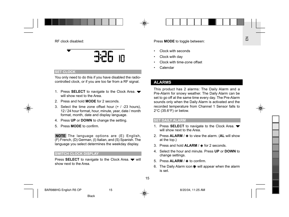 Oregon Scientific Slimline Weather Station BAR988HG User Manual | Page 16 / 28