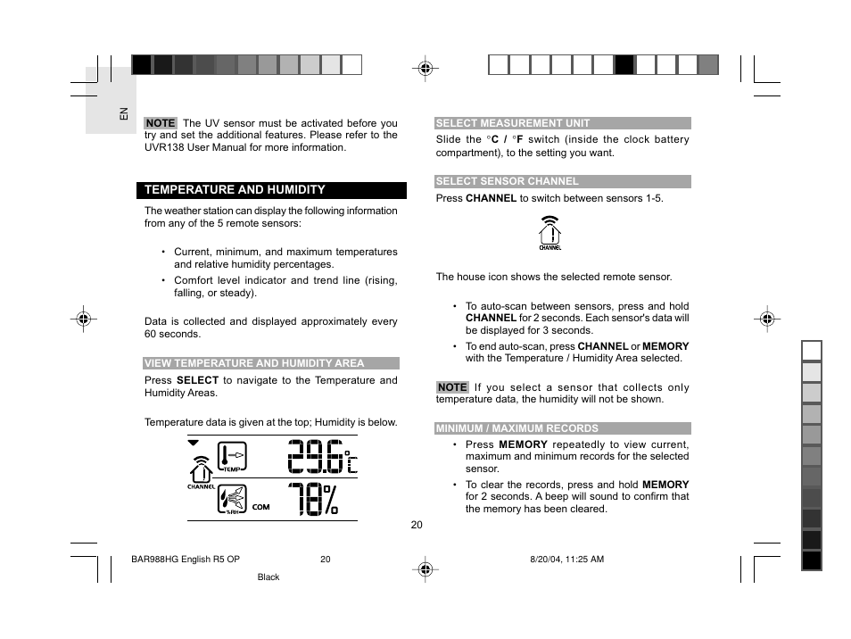 Oregon Scientific Slimline Weather Station BAR988HG User Manual | Page 21 / 28