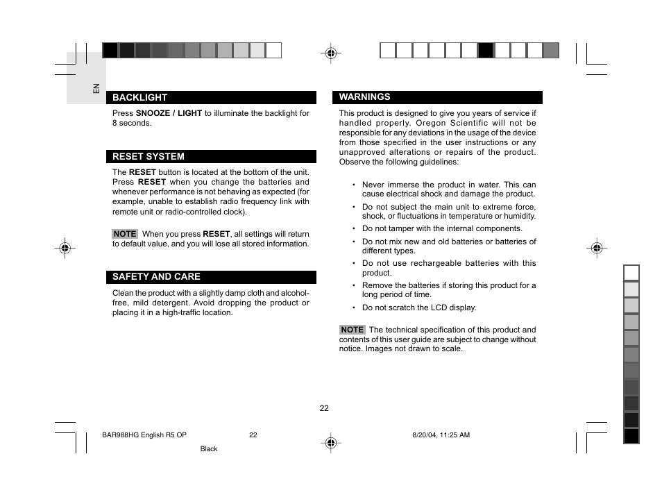 Oregon Scientific Slimline Weather Station BAR988HG User Manual | Page 23 / 28