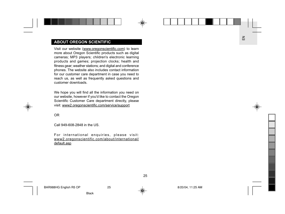 Oregon Scientific Slimline Weather Station BAR988HG User Manual | Page 26 / 28