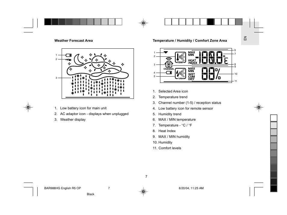 Oregon Scientific Slimline Weather Station BAR988HG User Manual | Page 8 / 28