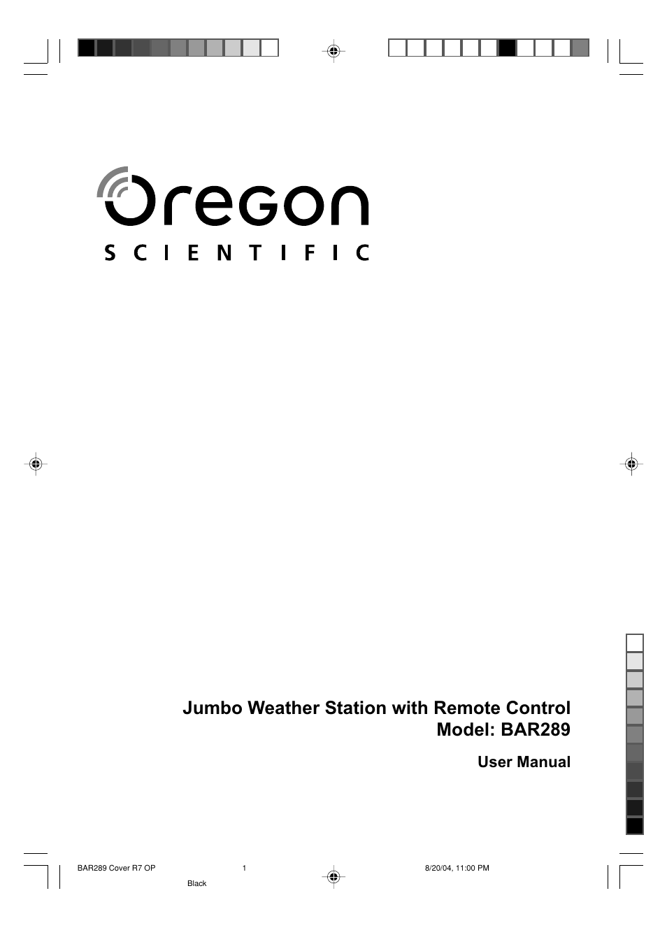 Oregon Scientific JUMBO BAR289 User Manual | 12 pages