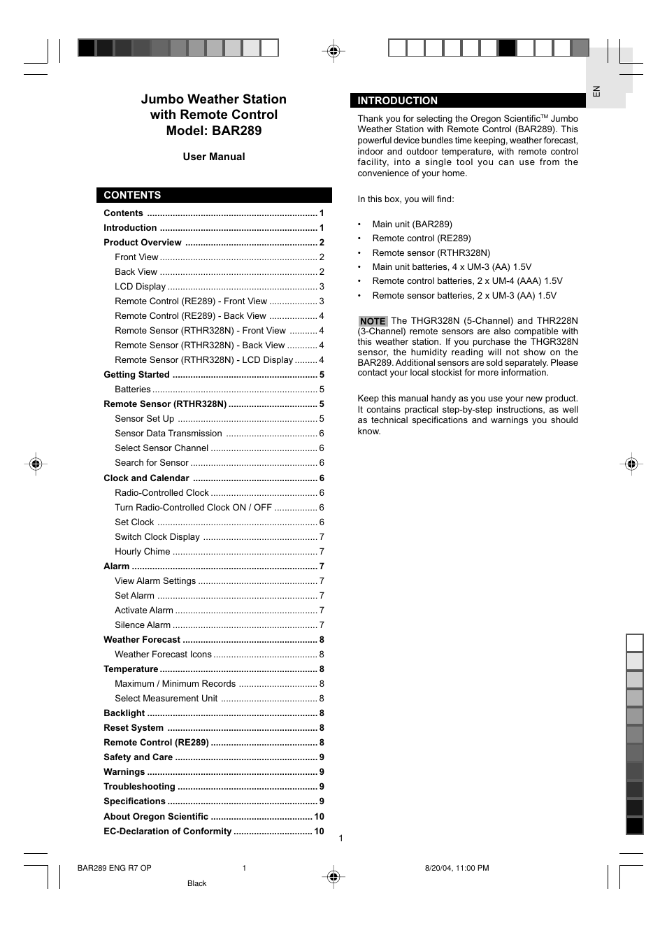 Oregon Scientific JUMBO BAR289 User Manual | Page 2 / 12