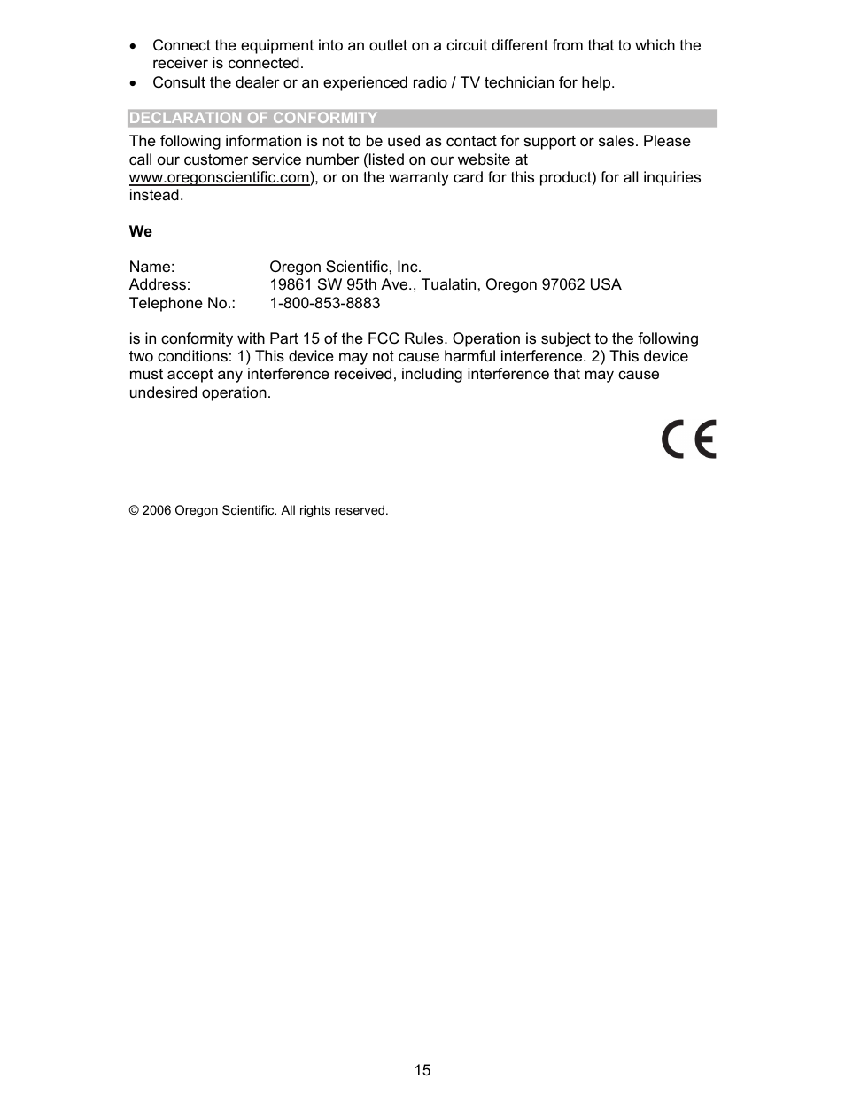 Oregon Scientific DS6300 User Manual | Page 15 / 15