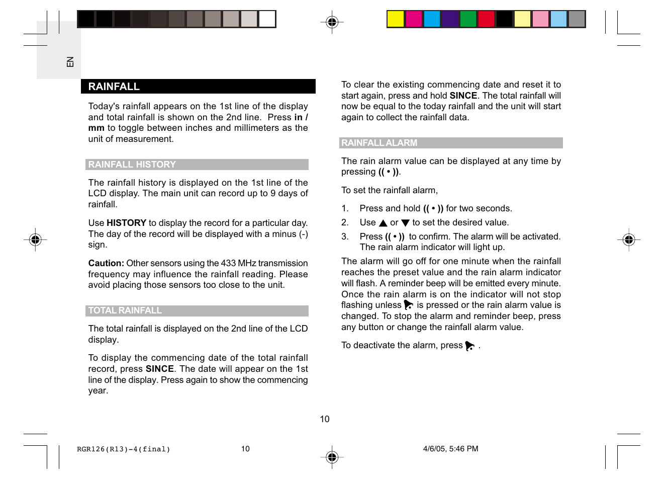 Oregon Scientific RGR126 User Manual | Page 10 / 14