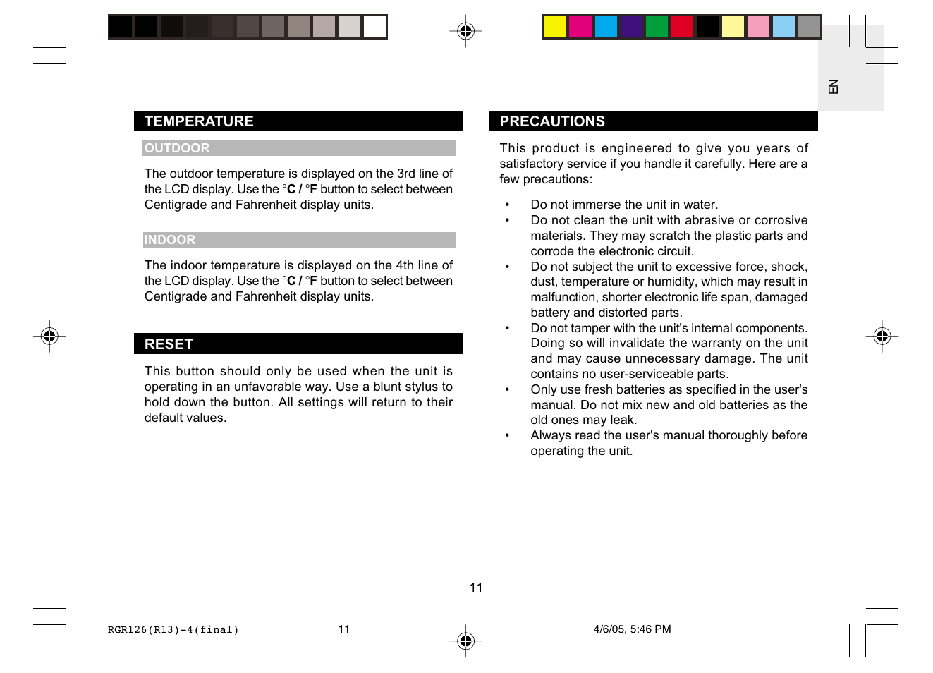 Oregon Scientific RGR126 User Manual | Page 11 / 14