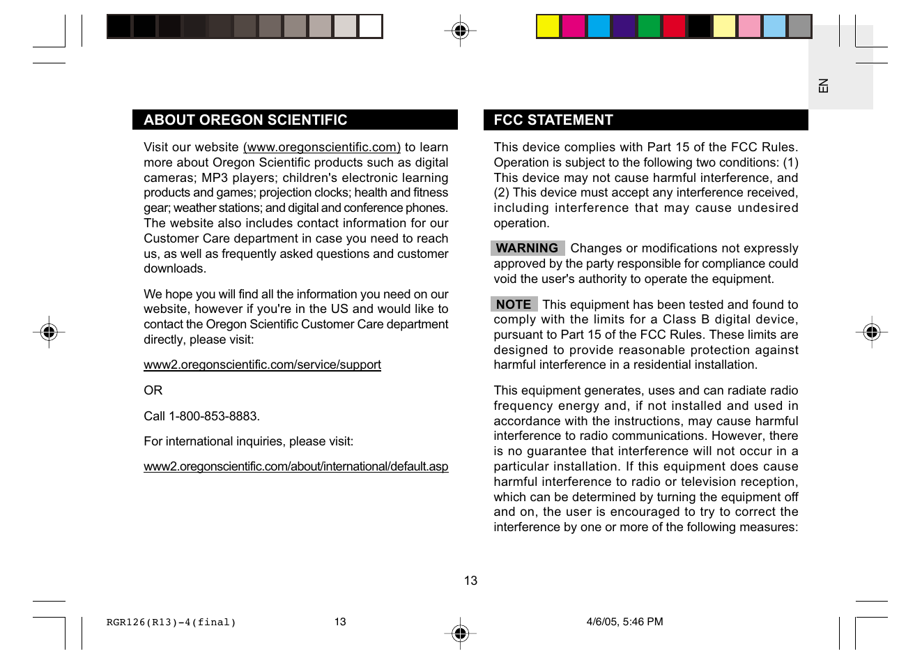 Oregon Scientific RGR126 User Manual | Page 13 / 14