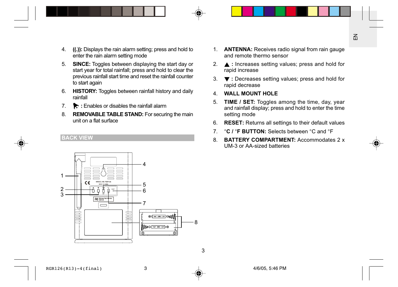 Oregon Scientific RGR126 User Manual | Page 3 / 14