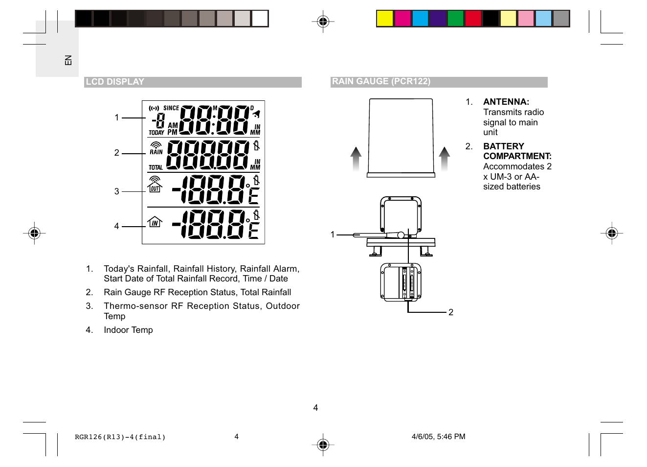 Oregon Scientific RGR126 User Manual | Page 4 / 14