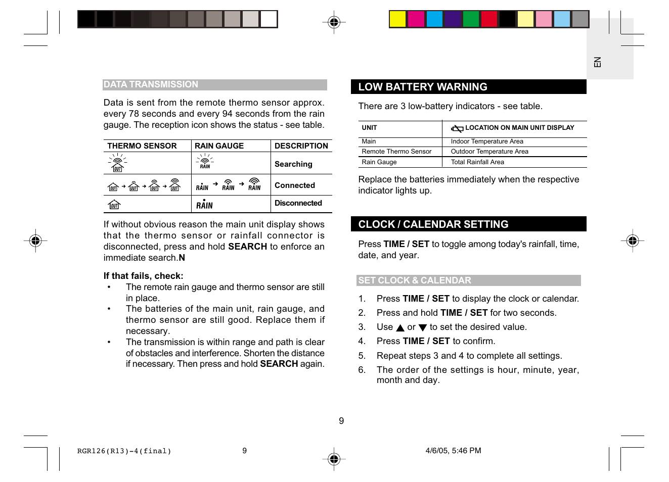 Oregon Scientific RGR126 User Manual | Page 9 / 14