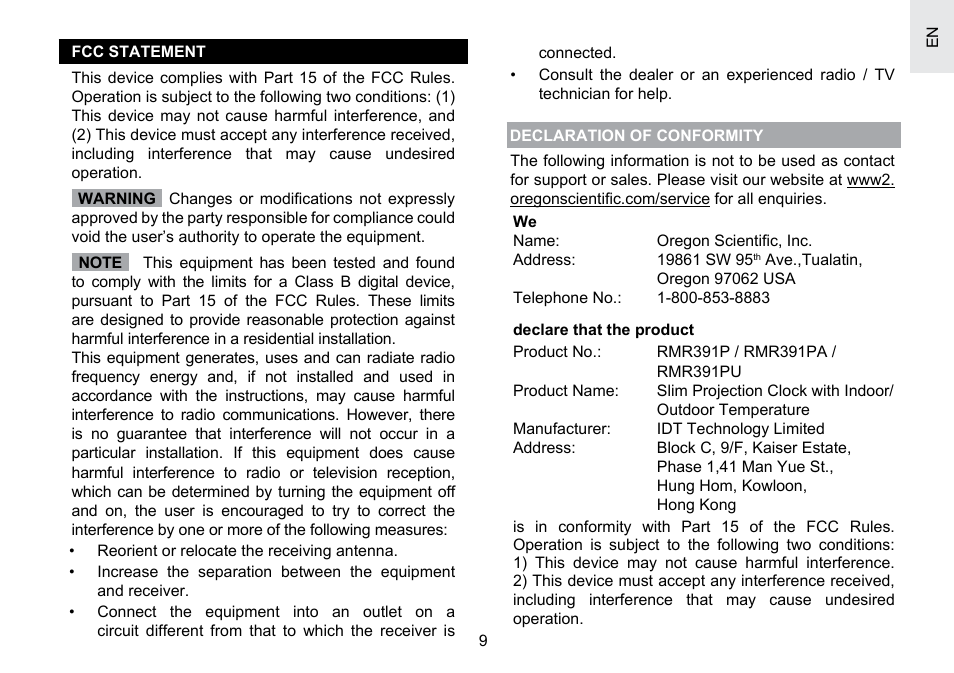 Oregon Scientific RMR391PU User Manual | Page 10 / 73