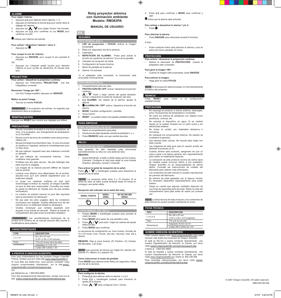 Oregon Scientific RM383PA User Manual | Page 2 / 2