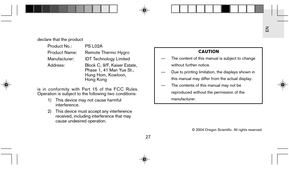 Oregon Scientific STARCK PS L02A User Manual | Page 28 / 28