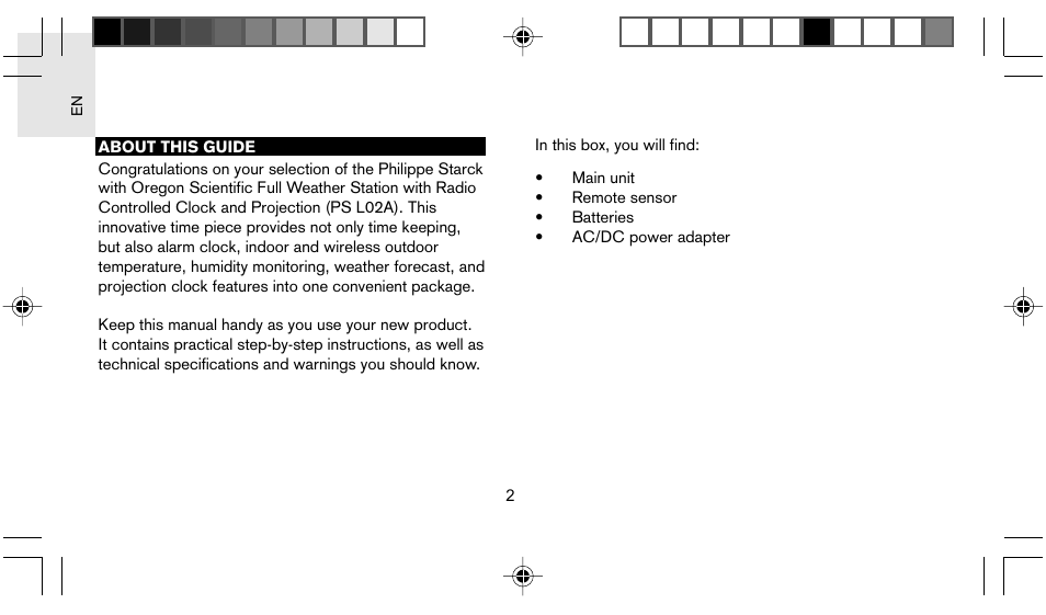 Oregon Scientific STARCK PS L02A User Manual | Page 3 / 28