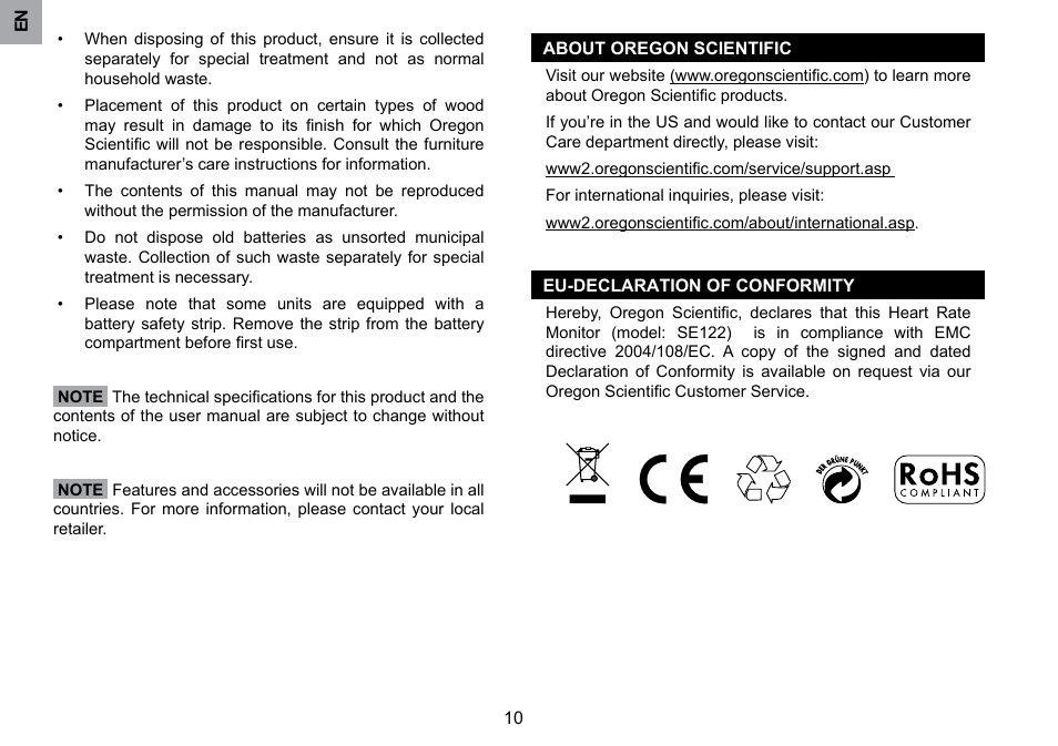 Oregon Scientific SE122 User Manual | Page 11 / 85