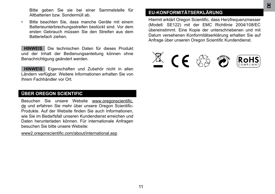 Oregon Scientific SE122 User Manual | Page 32 / 85