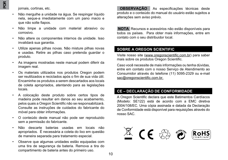 Oregon Scientific SE122 User Manual | Page 74 / 85
