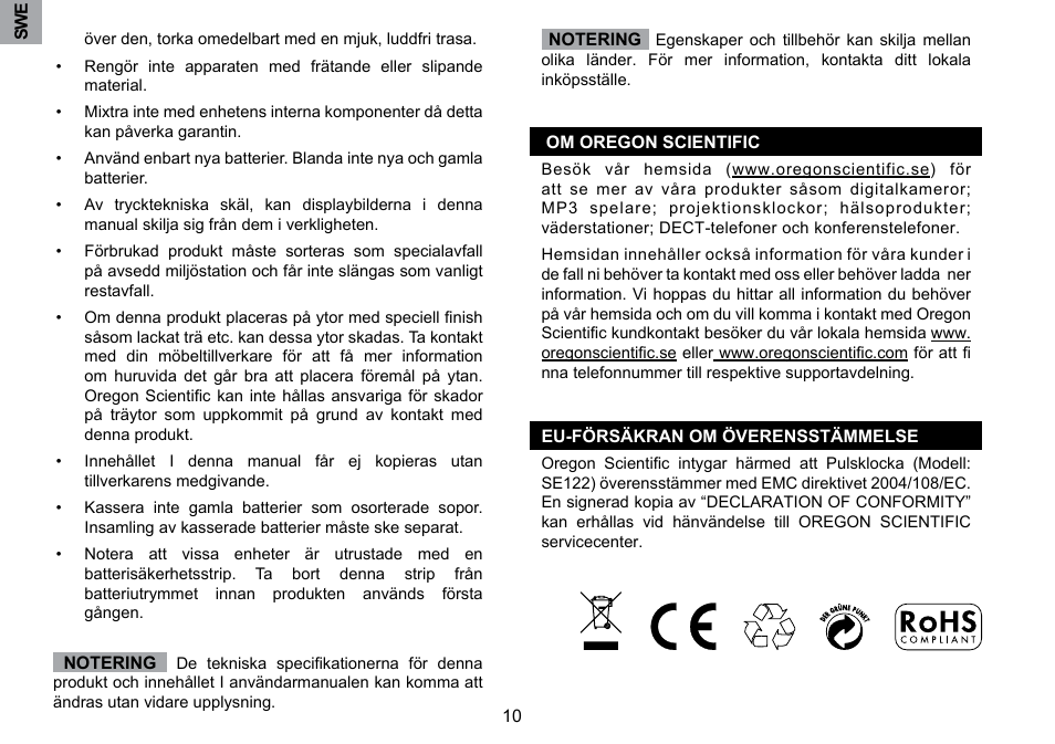 Oregon Scientific SE122 User Manual | Page 84 / 85