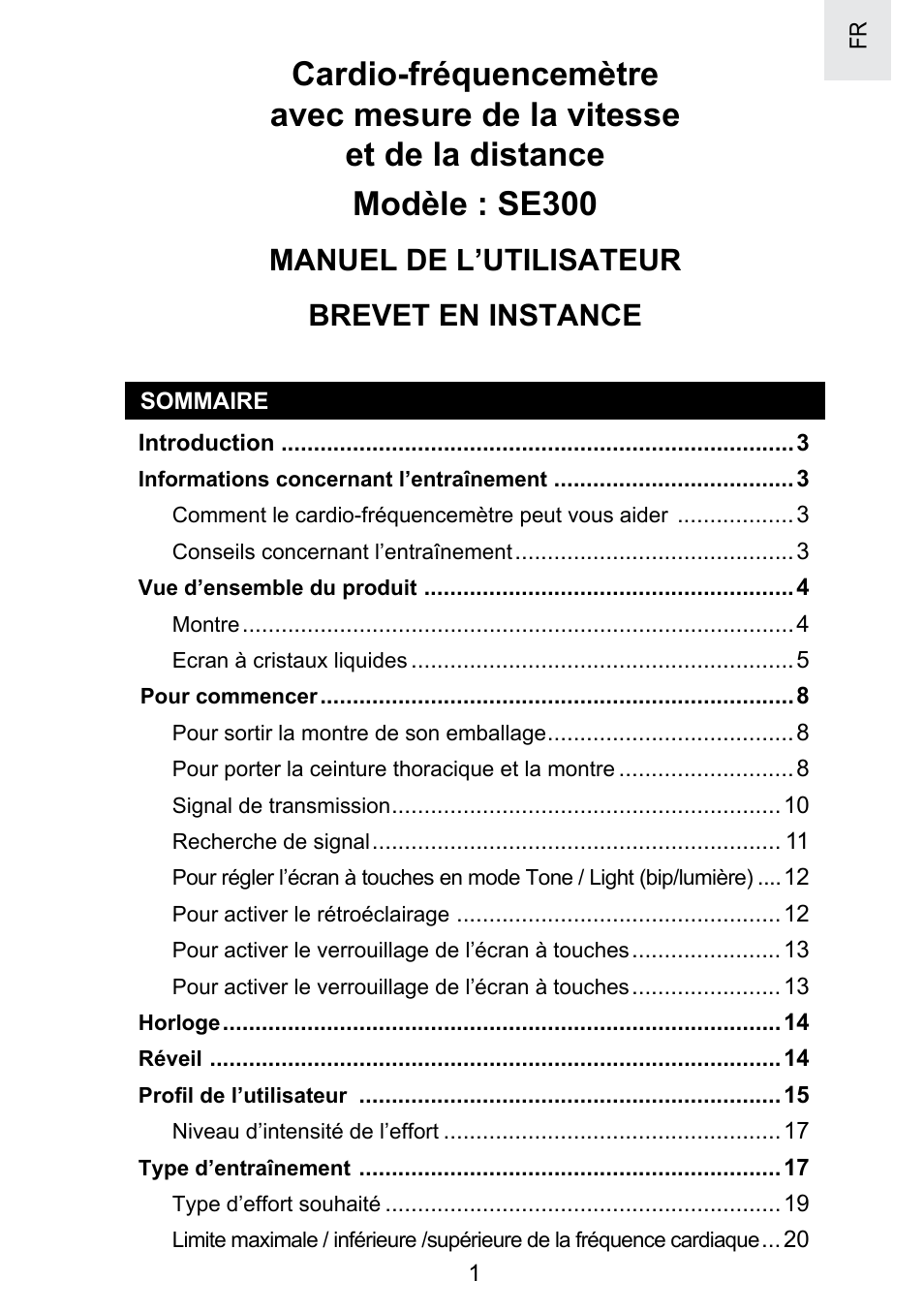 Manuel de l’utilisateur brevet en instance | Oregon Scientific SE300 User Manual | Page 118 / 311