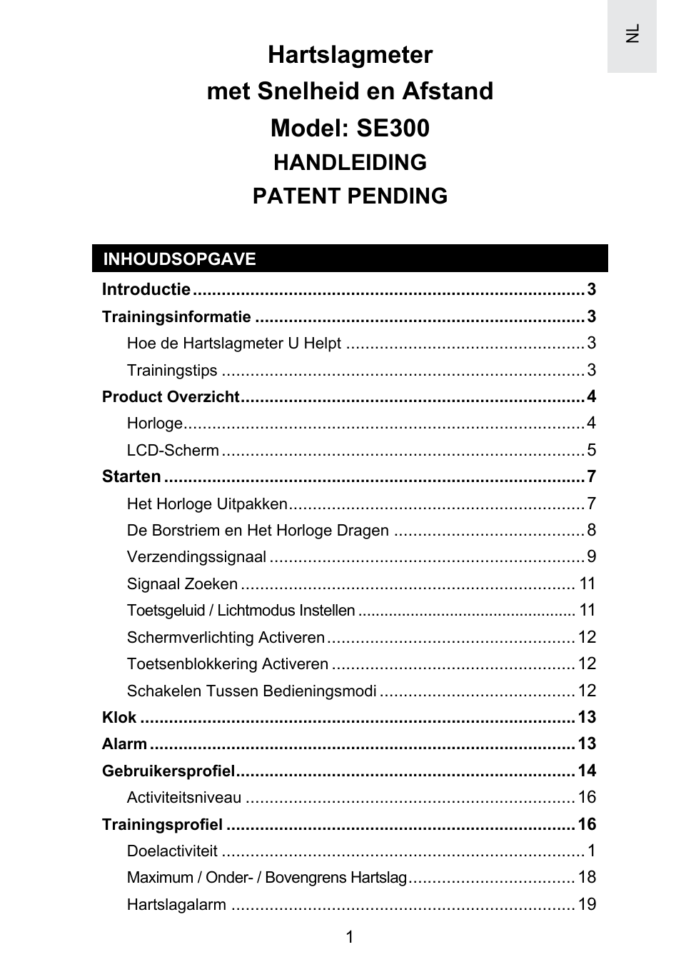 Hartslagmeter met snelheid en afstand model: se300, Handleiding patent pending | Oregon Scientific SE300 User Manual | Page 197 / 311