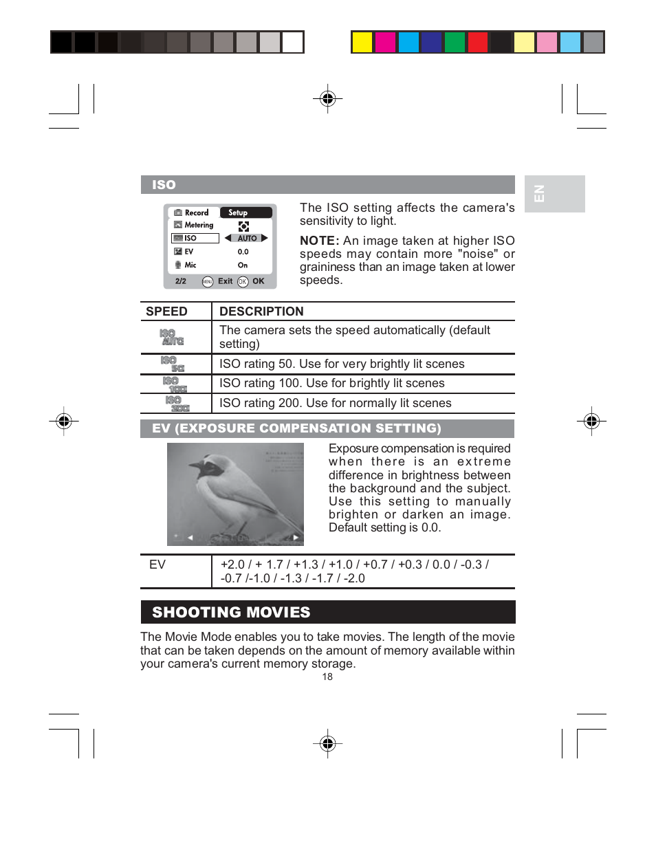 Shooting movies | Oregon Scientific 3.0 MEGA-PIXEL DIGITAL CAMERA WITH JUMBO DISPLAY PV 100 User Manual | Page 22 / 42