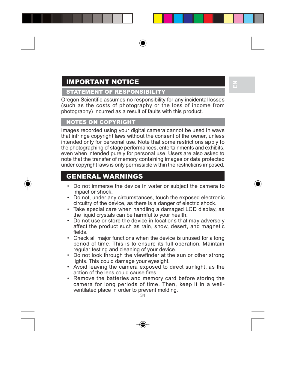 Oregon Scientific 3.0 MEGA-PIXEL DIGITAL CAMERA WITH JUMBO DISPLAY PV 100 User Manual | Page 38 / 42