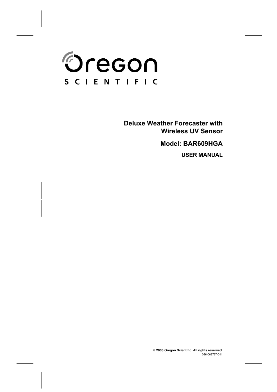 Oregon Scientific BAR609HGA User Manual | 22 pages