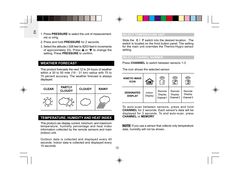 Oregon Scientific BAR609HGA User Manual | Page 13 / 22