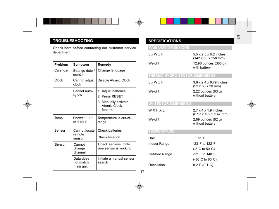 Oregon Scientific BAR609HGA User Manual | Page 18 / 22