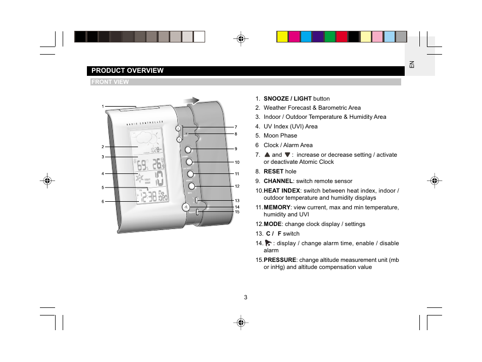 Oregon Scientific BAR609HGA User Manual | Page 4 / 22