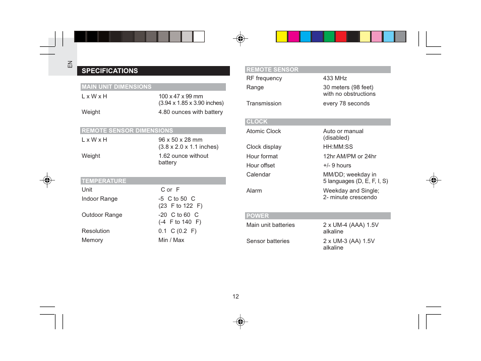 Oregon Scientific Wireless Thermo Clock RMR602A User Manual | Page 13 / 16