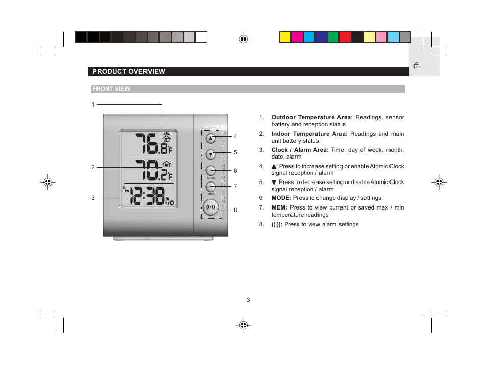Oregon Scientific Wireless Thermo Clock RMR602A User Manual | Page 4 / 16