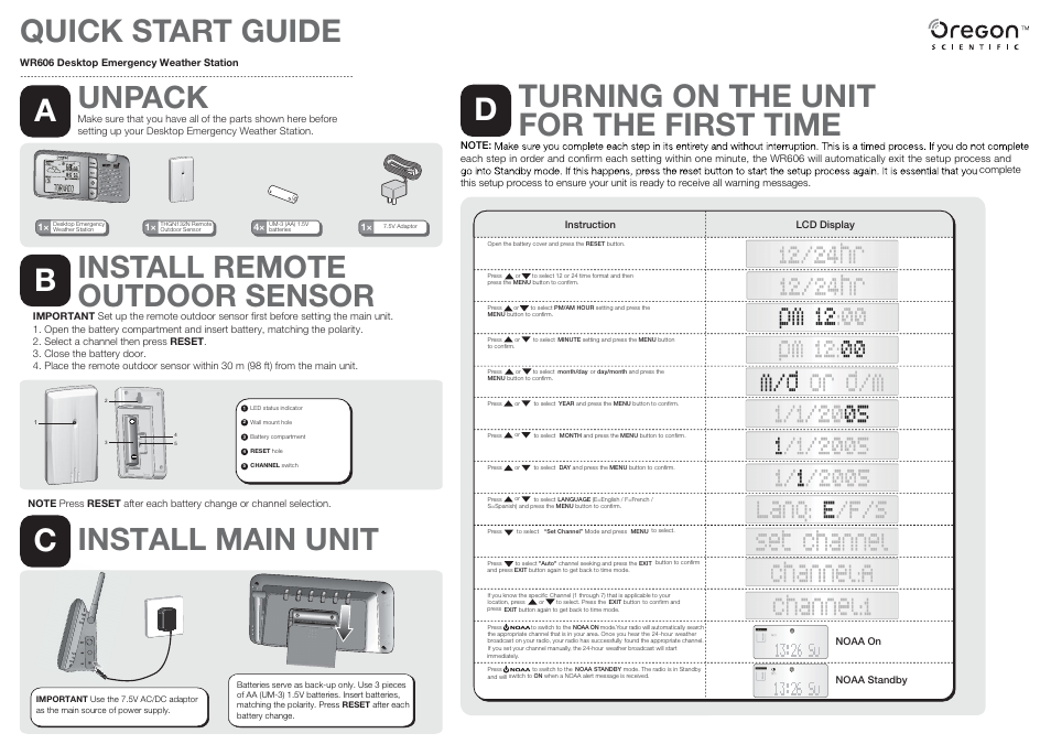 Oregon Scientific WR606 User Manual | 2 pages