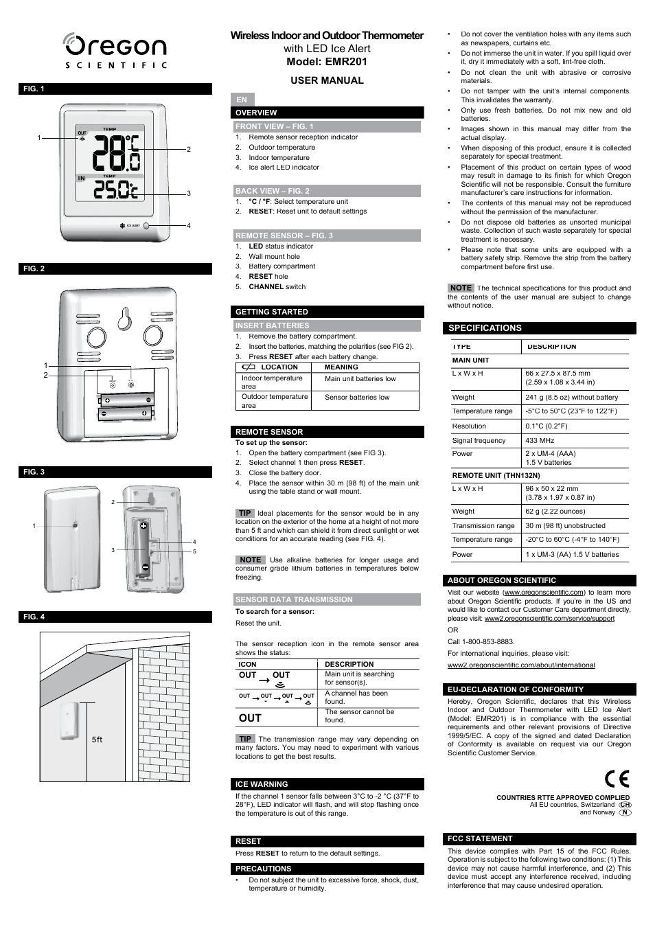 Oregon Scientific EMR201 User Manual | 6 pages