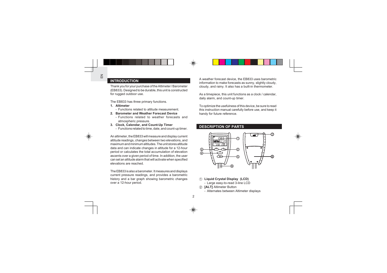 Oregon Scientific EB833 User Manual | Page 2 / 19