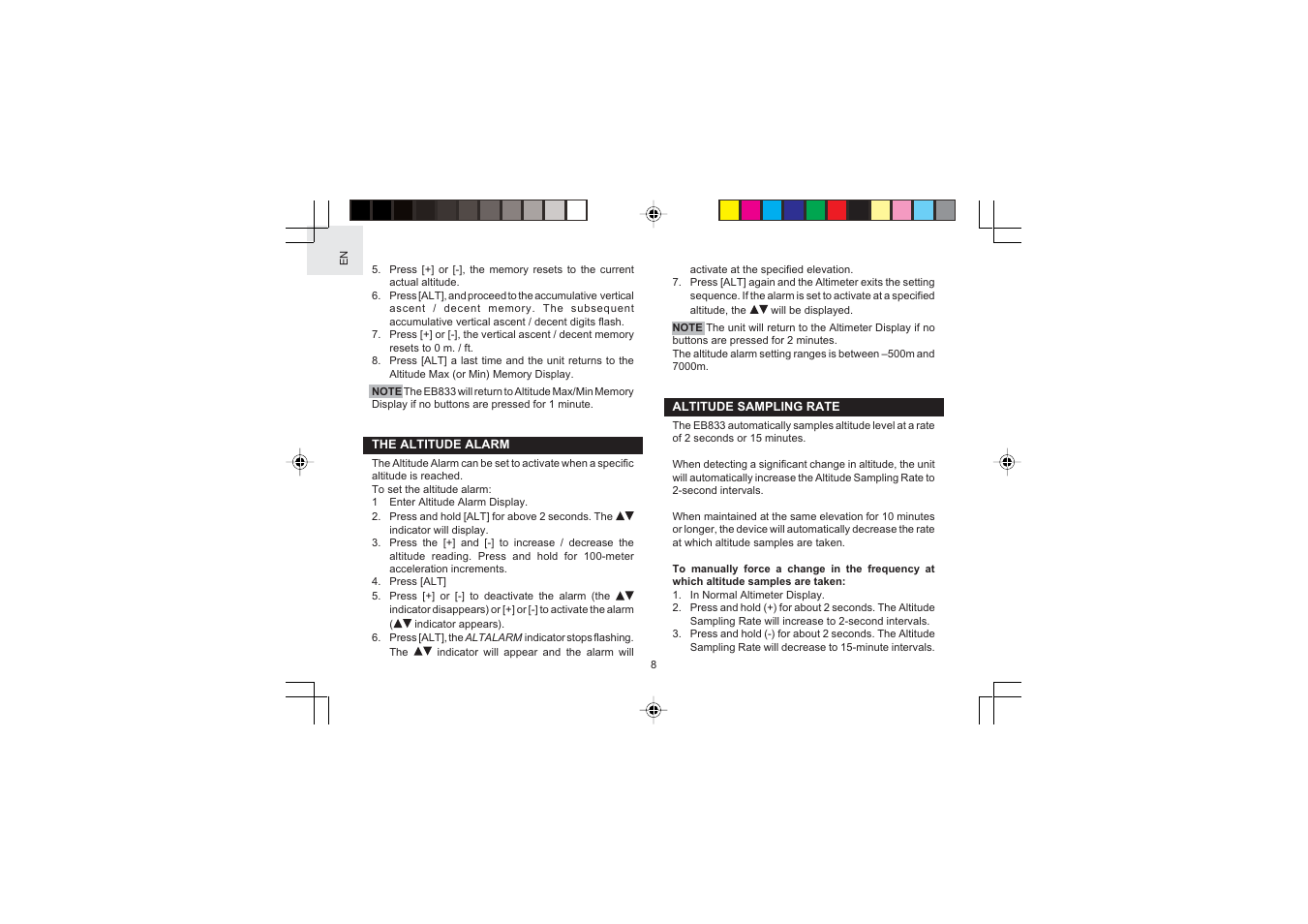 Oregon Scientific EB833 User Manual | Page 8 / 19