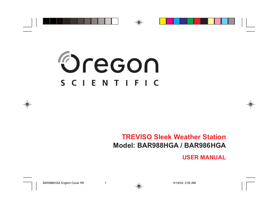 Oregon Scientific TREVISO SLEEK BAR988HGA User Manual | 28 pages