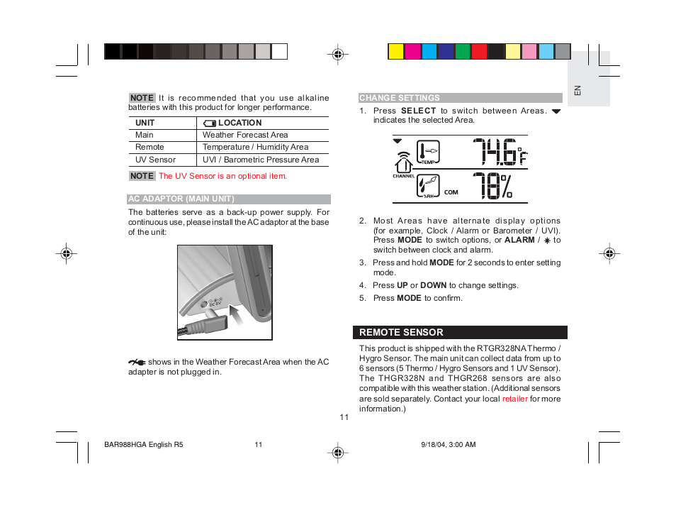 Oregon Scientific TREVISO SLEEK BAR988HGA User Manual | Page 12 / 28