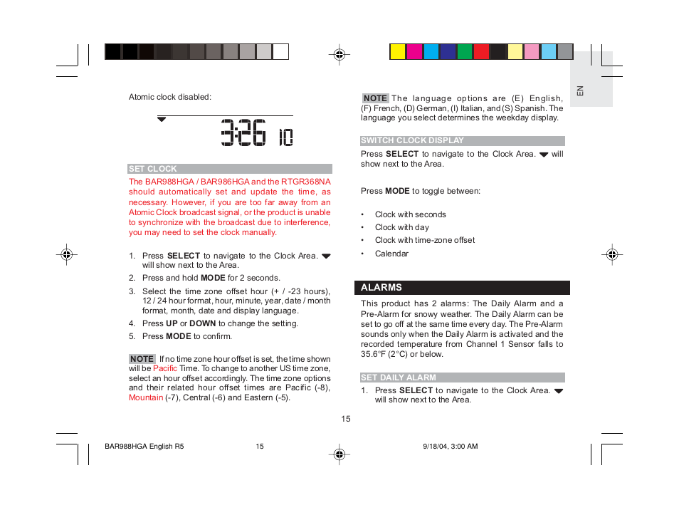 Oregon Scientific TREVISO SLEEK BAR988HGA User Manual | Page 16 / 28